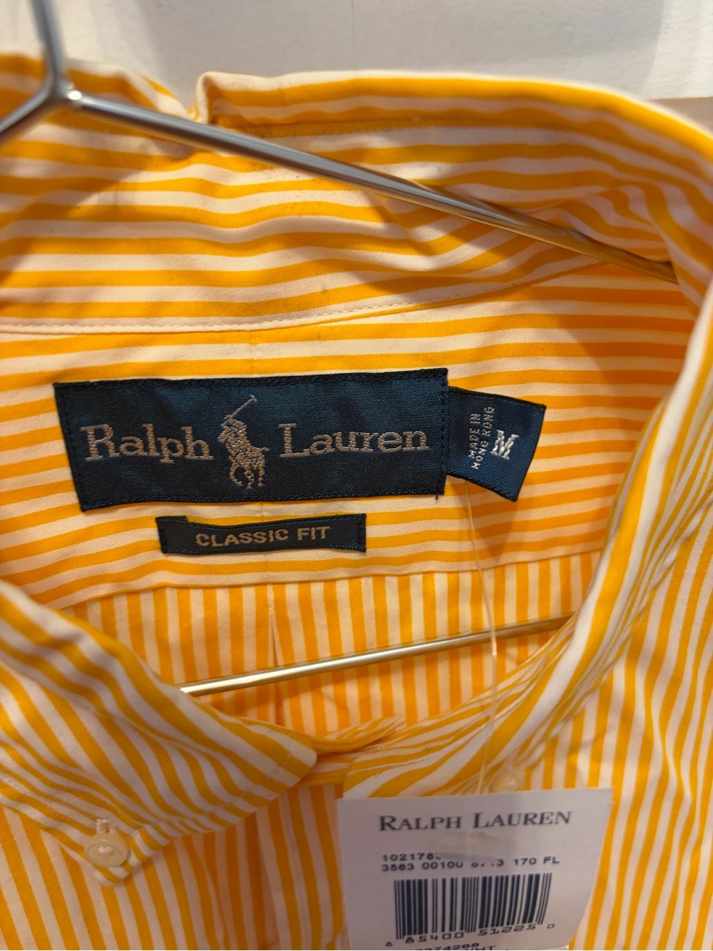 NWT Men’s Ralph Lauren Yellow & White Striped Button-Down Shirt - Picture 4 of 4
